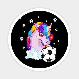 Cute Unicorn Football Ball Soccer T-Shirt for Girls Boys Magnet